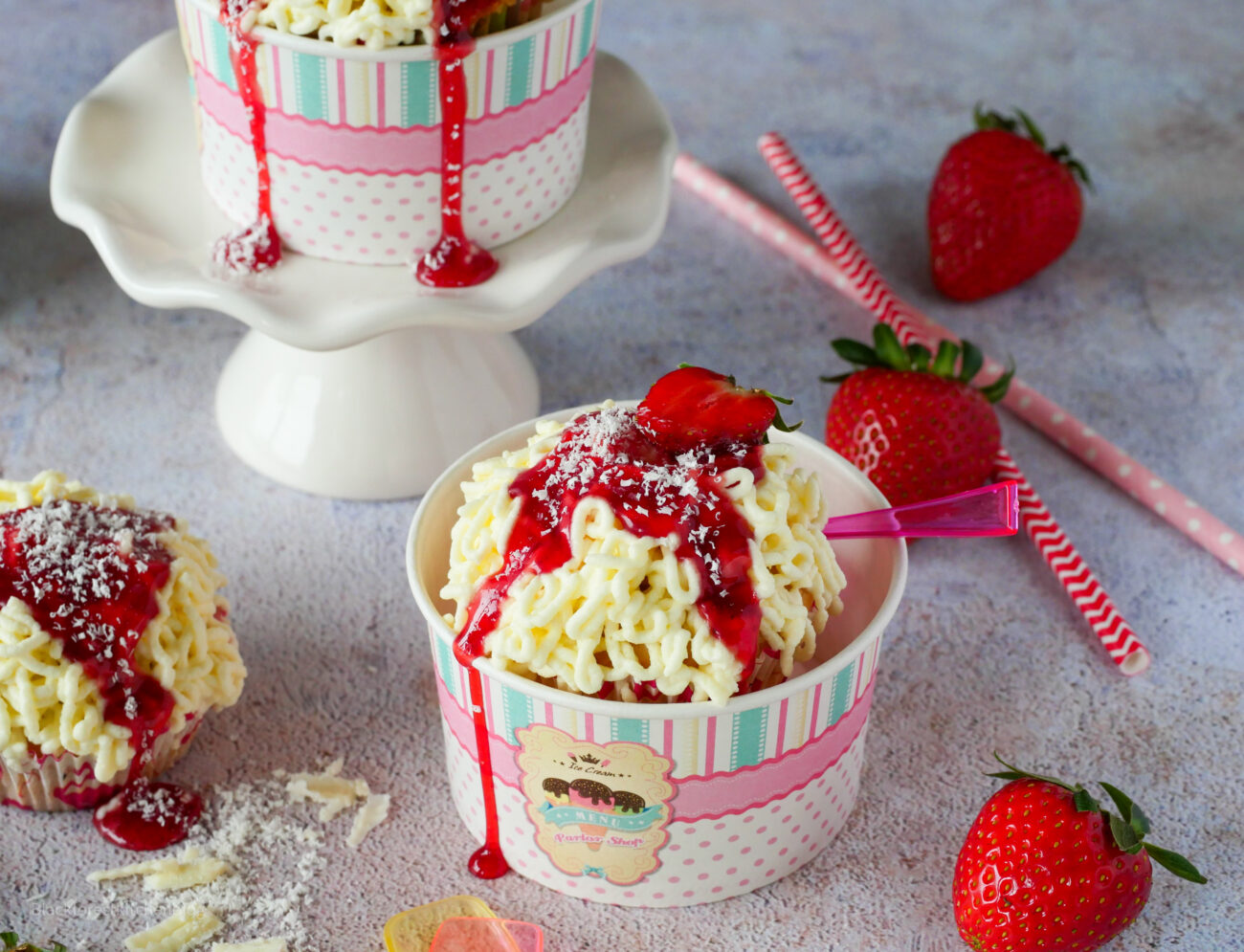 Spaghettieis-Cupcakes