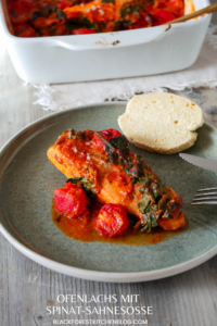 Ofenlachs mit Spinat-Sahnesoße