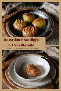 Hasselback Bratapfel mit Vanillesoße
