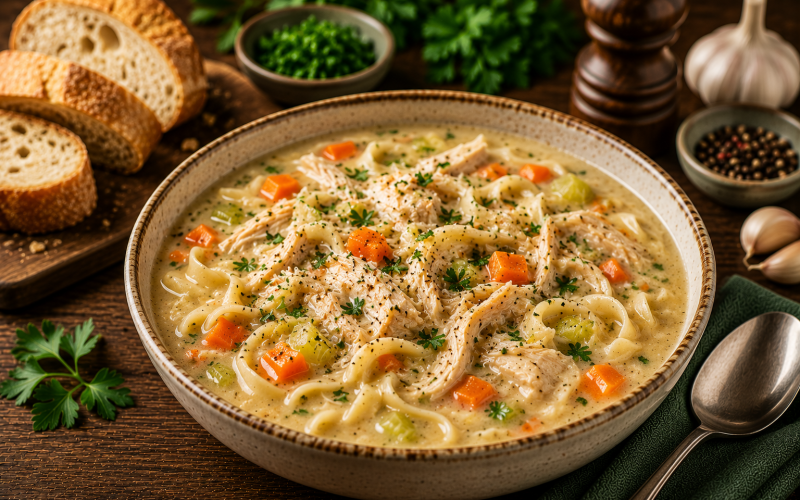 Cremige Kürbissuppe mit Apfel und gerösteten Kürbiskernen