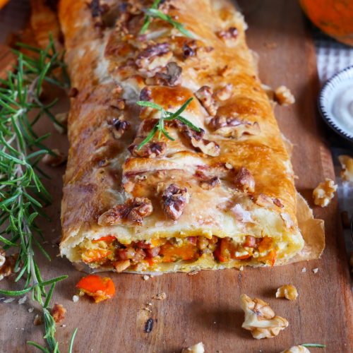Kürbisstrudel mit Feta