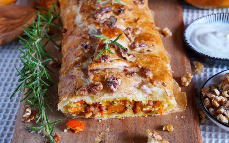 Kürbisstrudel mit Feta