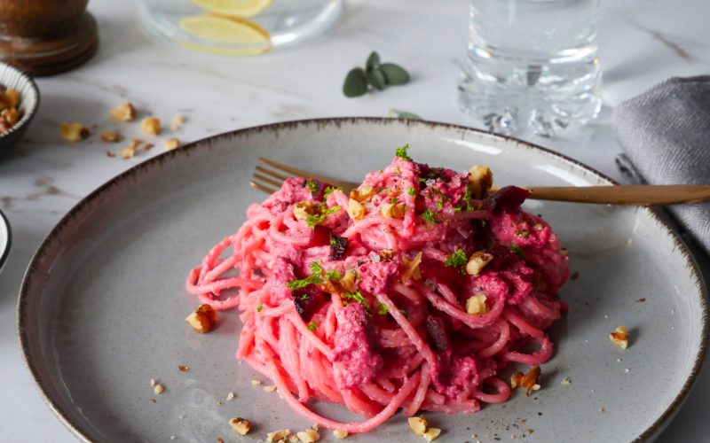 Pink Pasta mit Feta